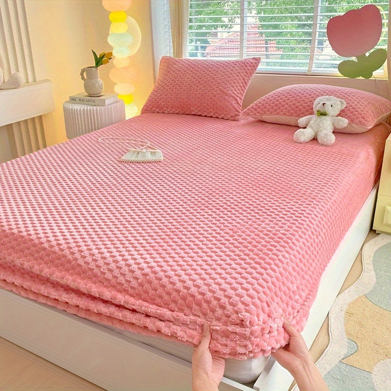 [Velvet | Thickened] 1pc Velvet Thickened Doudou Fitted Sheet Protector | Winter Warmth Soft Comfortable Bedding | Full Encasement Mattress Cover for Bedroom Guest Hotel Sealy