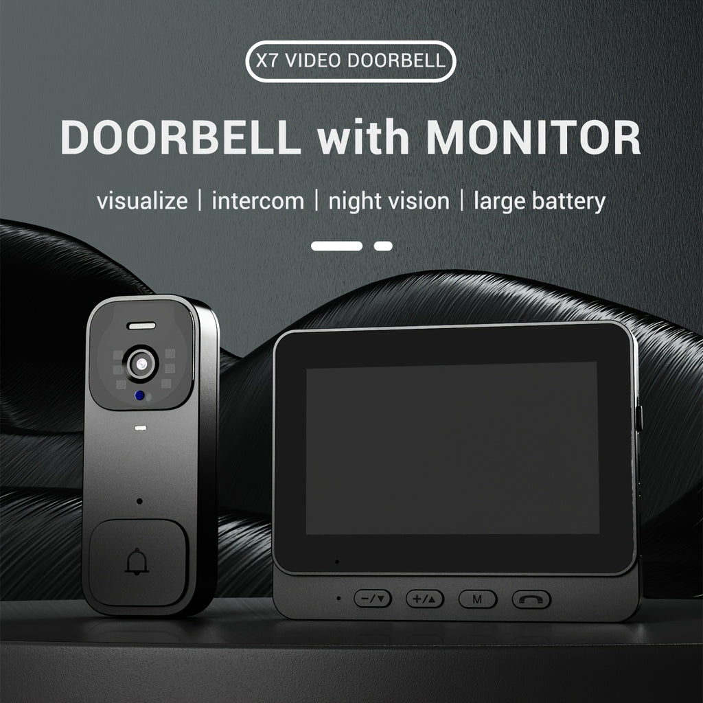 X7/NT601/X6 SMart Video Doorbell With 4.3" Display: No WiFi Needed & 128GB Storage | 300K Pixel Auto-Capture + 3+ Month Battery | 90-Min Charging - Home Security System For Apartments/Houses