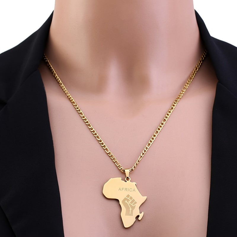Glossy African Map Pendant Necklace