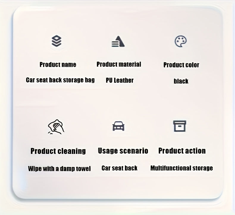 PU Leather Car Seat Back Organizer