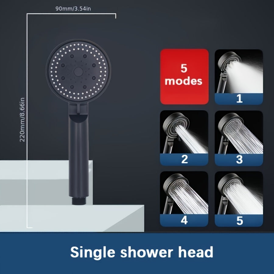 [5 Modes | High-Pressure] 5 Modes High-Pressure Handheld Shower Head | Fragrance-Free, Sensitive Light Beige, Easy Install, No Batteries - Modern Bathroom Accessory, Water Sprayer, RV Faucets, 90 Regions