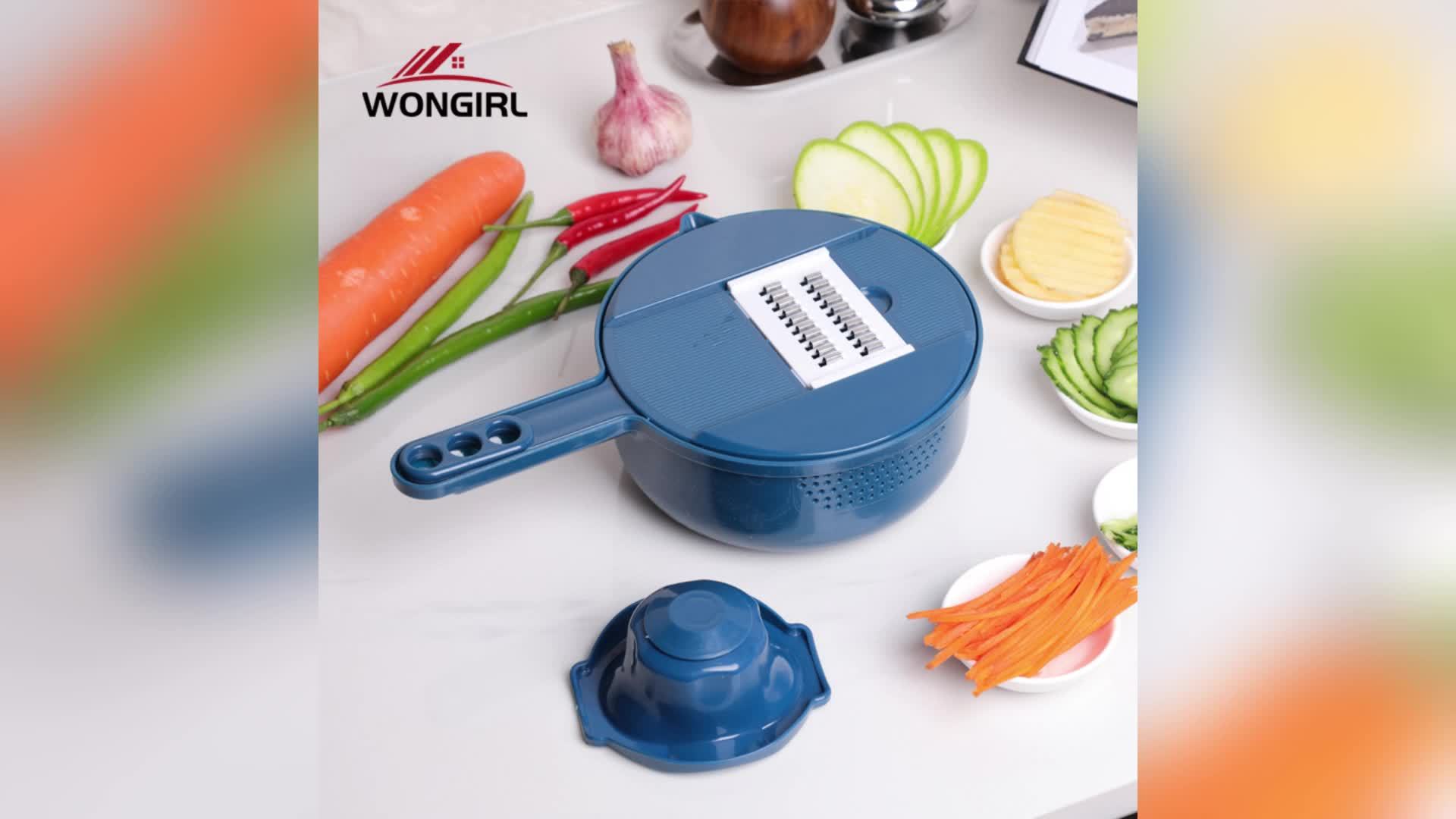 [Essential Kitchen Tool] 11pcs 12-in-1 Multi-Function Vegetable Chopper | Manual Slicer, Shredder, Grater | for Carrots, Potatoes, Radish, Essential Kitchen Tool