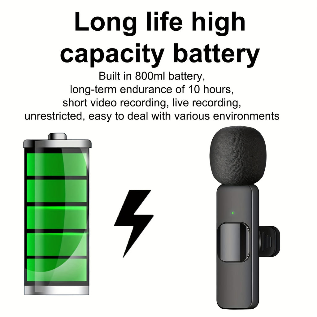 Wireless Lavalier Microphone, Clip Microphone for iPhone iPad Android, USB-C Cordless Plug And Play, Audio Video Recording Live Streaming Interviews Voiceover, Portable Compact Design