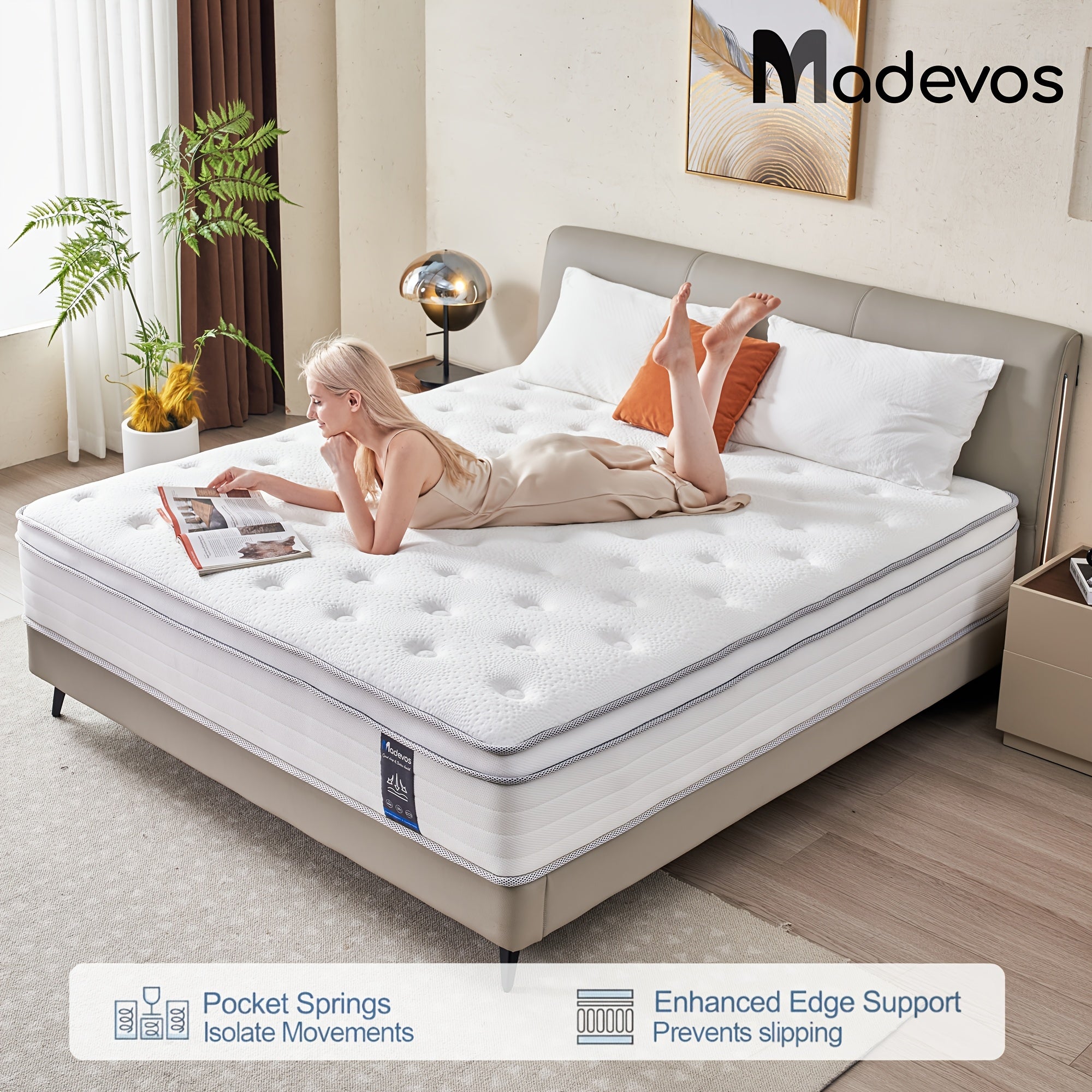 12 Inch Multilayer Hybrid Full Mattress Queen Mattress- Multiple Sizes & Styles Available, Ergonomic Design With Memory Foam And Pocket Spring, Medium Firm Feel