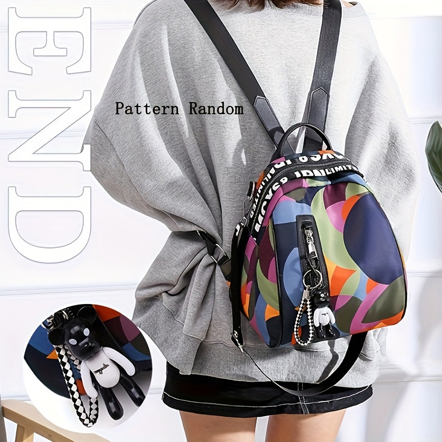 Fashionable Nylon Backpack, Large Capacity Book Bag, Casual Travel Bag with Stylish Prints, Backpack for School, Commuting And Travel