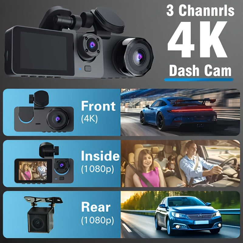 3-channel 4k Full Dash Cam