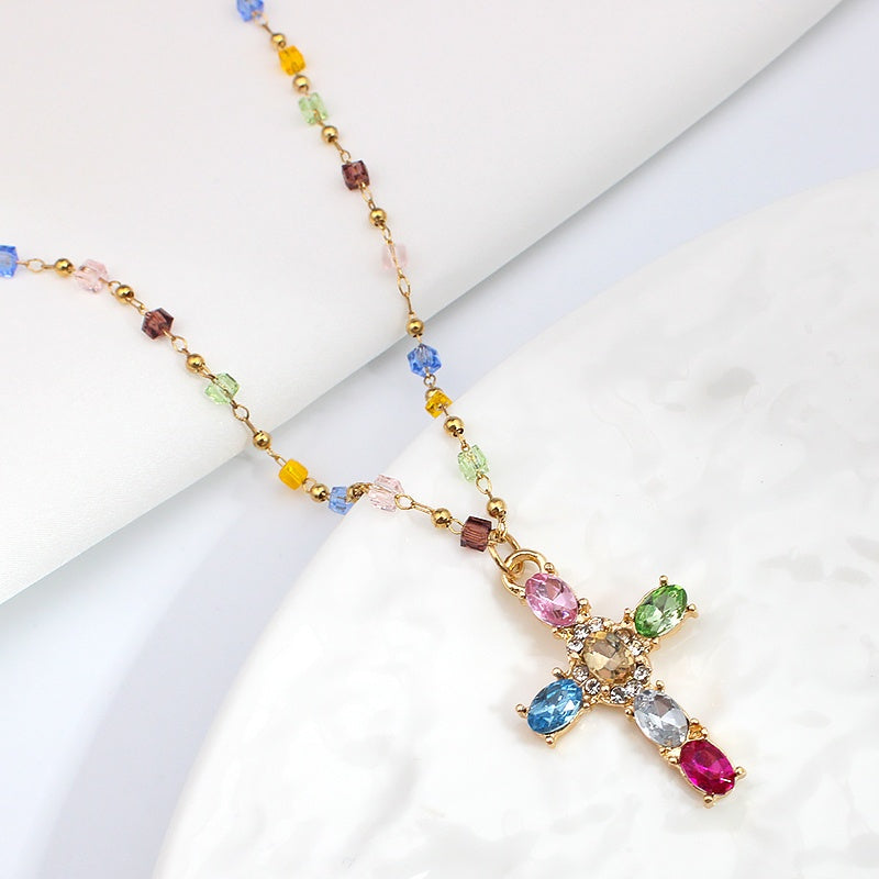Colorful Cross Pendant Necklace