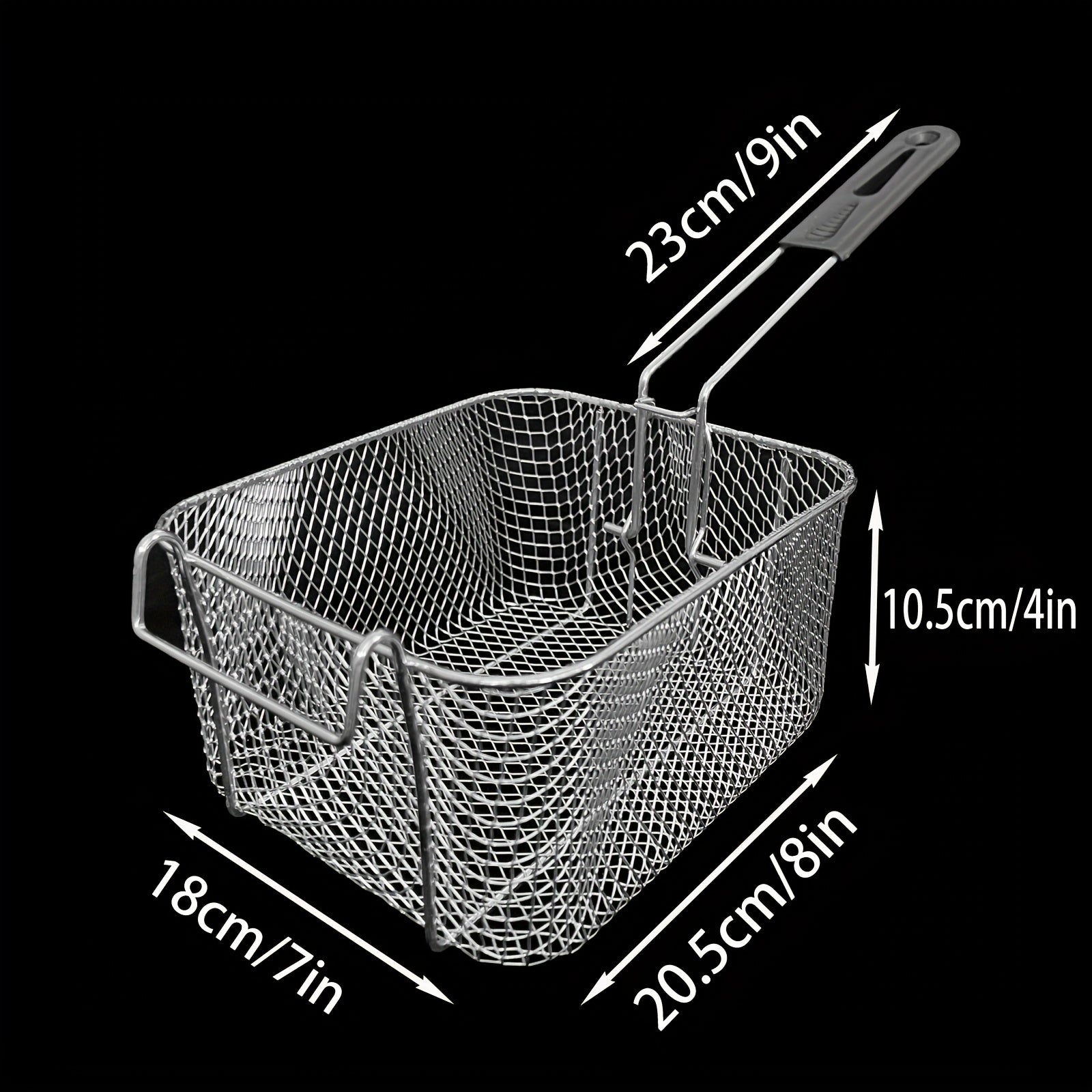 [Stainless Steel Frying Basket] Stainless Steel Frying Basket with Foldable Handle, Heat-Resistant Mesh for French Fries, Chicken Wings, and Snacks, Easy to Clean Cooking Tool for Home and Commercial Kitchen Use