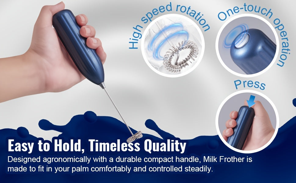 Lalayuan Powerful Electric Milk Frother & Drink Mixer - Heavy-Duty Stainless Steel Handheld Electric Whisk with 2-in-1 Design, 2-in-1 Foaming & Blending