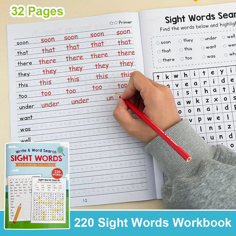 [LACHILLY 220 Workbook] LACHILLY 220 Sight Words Workbook | Mixed Color Paper with Fun Word Search for Kids | Learn to Write & Handwriting Practice Affordable Reading & Writing Skills Book Back to School
