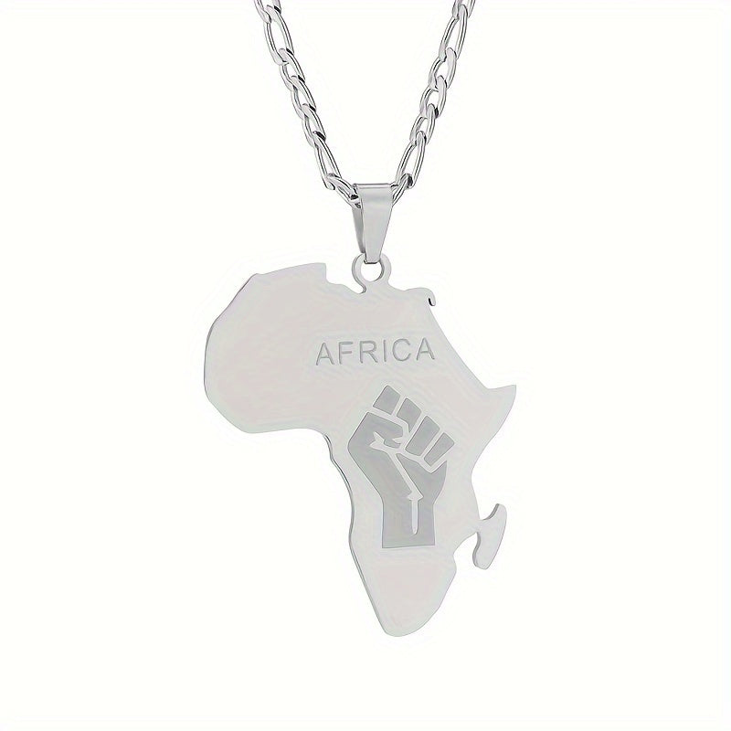 Glossy African Map Pendant Necklace