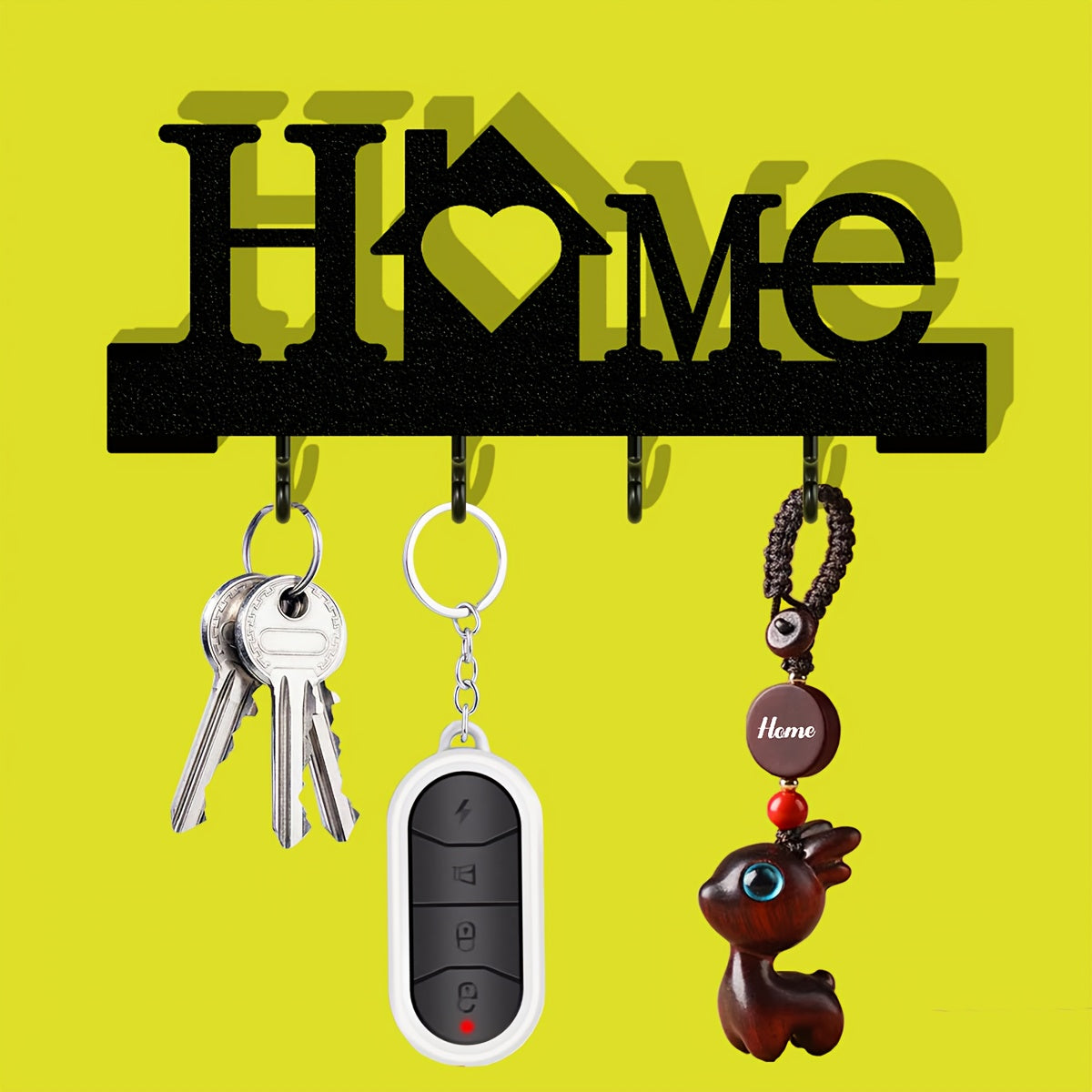 1pc Home Love Shaped Keychain Wall-Mounted Entry Organizer with Hooks, Includes Transparent Nano Double-Sided Tape, No Drilling Required, Finely Designed, Suitable for Home Decoration in The Living Room.
