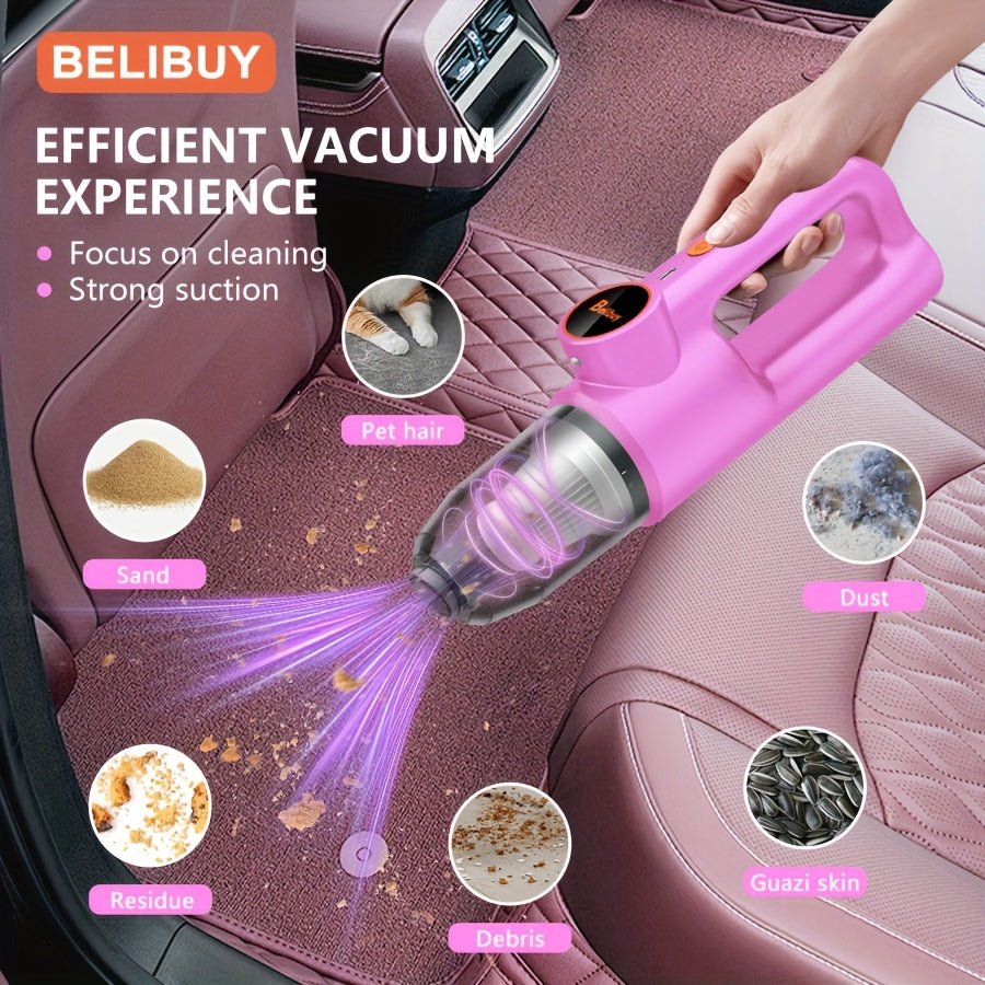 [Super Powerful Cordless Vacuum] BELIBUY 200W Super Powerful Cordless Handheld Vacuum Cleaner | 3KPa Suction, Portable Lightweight Design with Integrated Blower & Crevice Tool, Rechargeable Battery, USB Charging for Home & Ca
