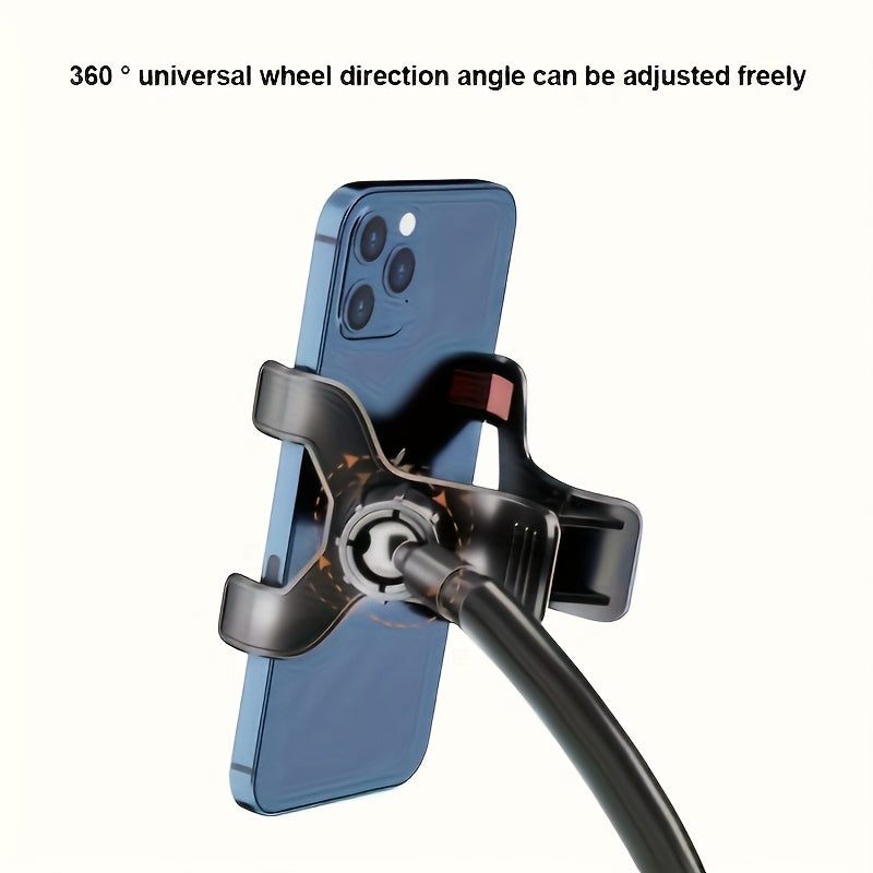 Phone and tablet stand with 360° swivel wheels, adjustable angle for flexible positioning, sturdy and durable design. Perfect as a bedside phone holder without straining your hands. Features an adjustable spiral base tension