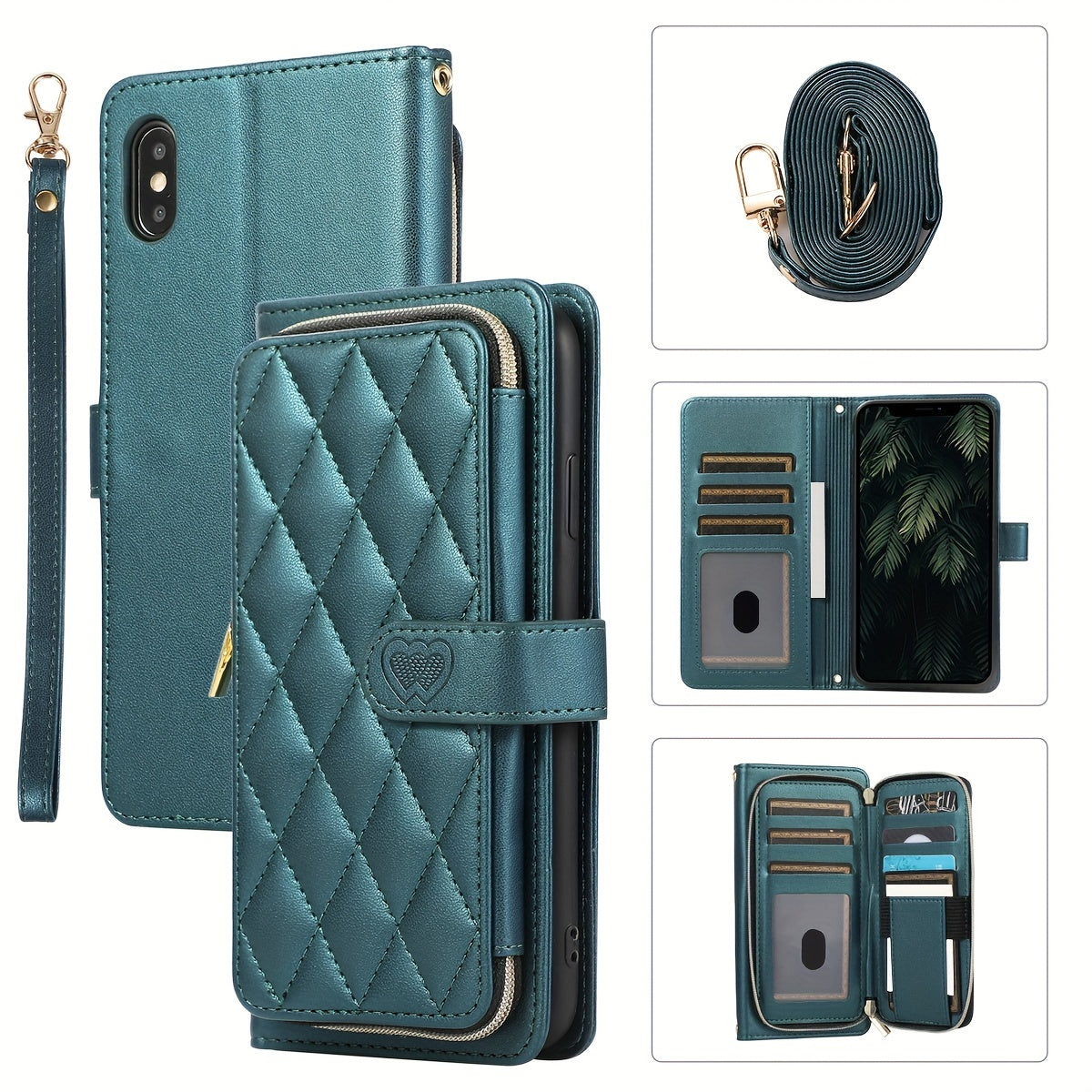 Crossbody Wallet Case Designed for Iphone 16E, 16, 15, 14, 13, 12, 11 Pro Max, 7, 8 Plus, SE 2020, And SE 2022, Featuring a Zippered Handbag Style, Flip Cover, Kickstand Folio, Card Slots, Wrist Strap, And Lanyard for The for