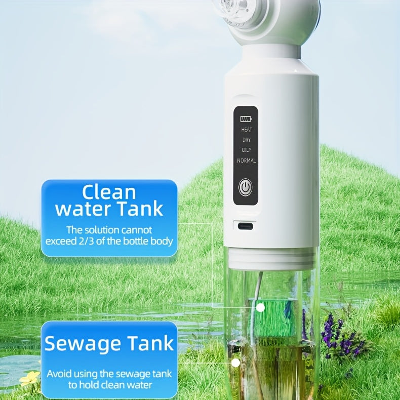 [USB Charging Beauty Device] 6-Head Blackhead Cleaner, Vacuum Electric Blackhead Pore Cleaner, USB Charging Mini Bubble Beauty Device, To Activate Heating Mode, Press And Hold The Power Button For 3 Seconds. Automatically Mai