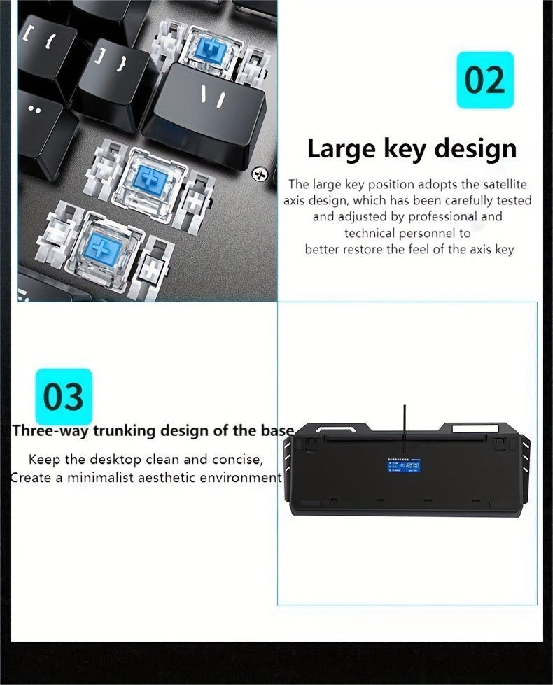 Ergonomic Gaming Keyboard - Wired, Faux Mechanical Feel, LED Color Backlight, USB Connection, 104 Keys Full Metal Panel, Multimedia Knob And Laptop Phone Holder Gift for Your Family Boyfriend