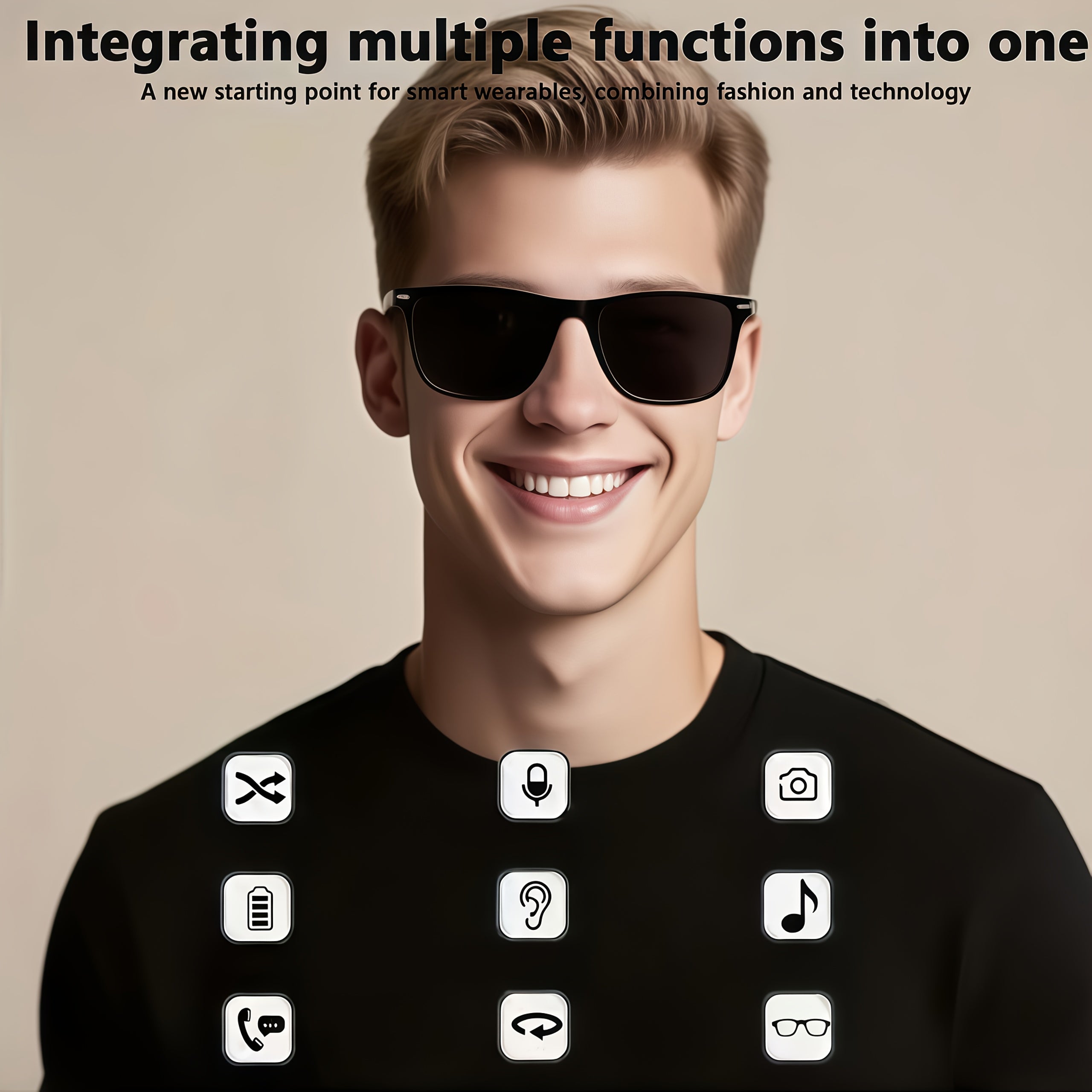 [Smart Translation Glasses] Smart Glasses with 1080P Video & Real-Time Translation | 160 Languages, 4K Motion Recording, High-Definition Audio, Noise Reduction, Wireless Call, Magnetic Charging - USB Rechargeable for TV, Mobi