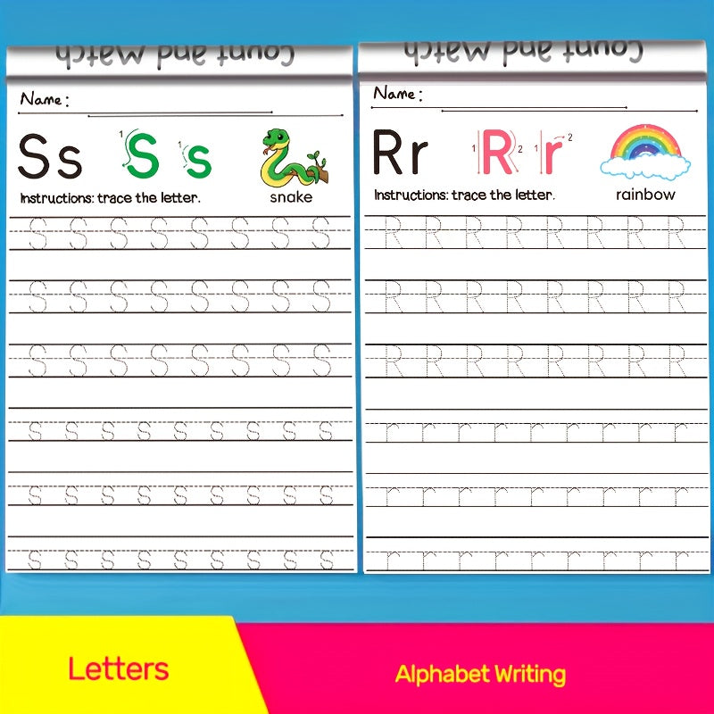 64-Page Alphabet Handwriting Practice Workbook for Kids Ages 3-6 | Preschool & Kindergarten Writing Curriculum with Sight Words, Tracing & Writing Activities, Uppercase & Lowercase Letters, Phonics Skills | Pre-K Learning Boo