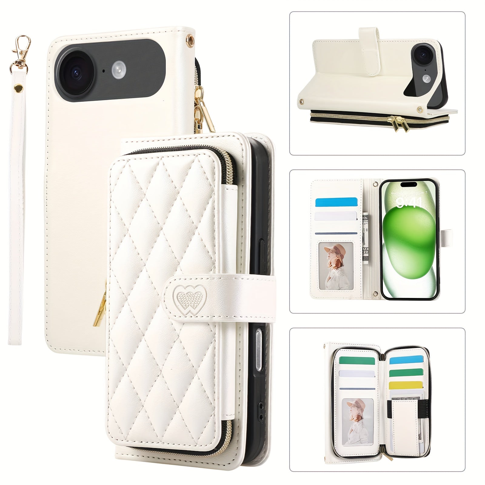Crossbody Wallet Case Designed for Iphone 16E, 16, 15, 14, 13, 12, 11 Pro Max, 7, 8 Plus, SE 2020, And SE 2022, Featuring a Zippered Handbag Style, Flip Cover, Kickstand Folio, Card Slots, Wrist Strap, And Lanyard for The for