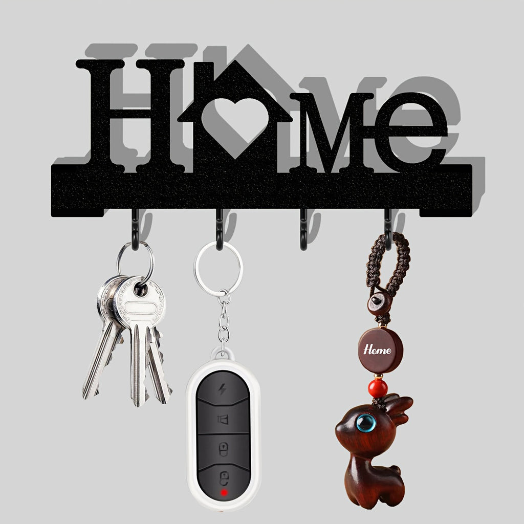 1pc Home Love Shaped Keychain Wall-Mounted Entry Organizer with Hooks, Includes Transparent Nano Double-Sided Tape, No Drilling Required, Finely Designed, Suitable for Home Decoration in The Living Room.