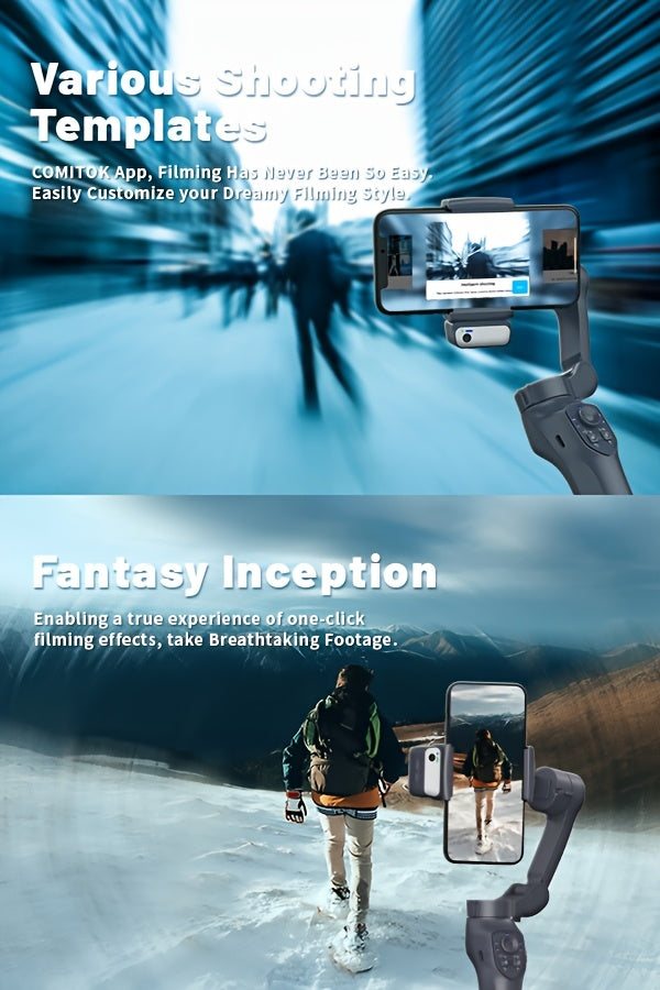 [Smartphone Gimbal Stabilizer] 3-Axis AI Tracking Smartphone Gimbal Stabilizer for Photography, Live Streaming, and Vlogging - Compact, Highprecision, Handheld, Sleek, Stable Performance