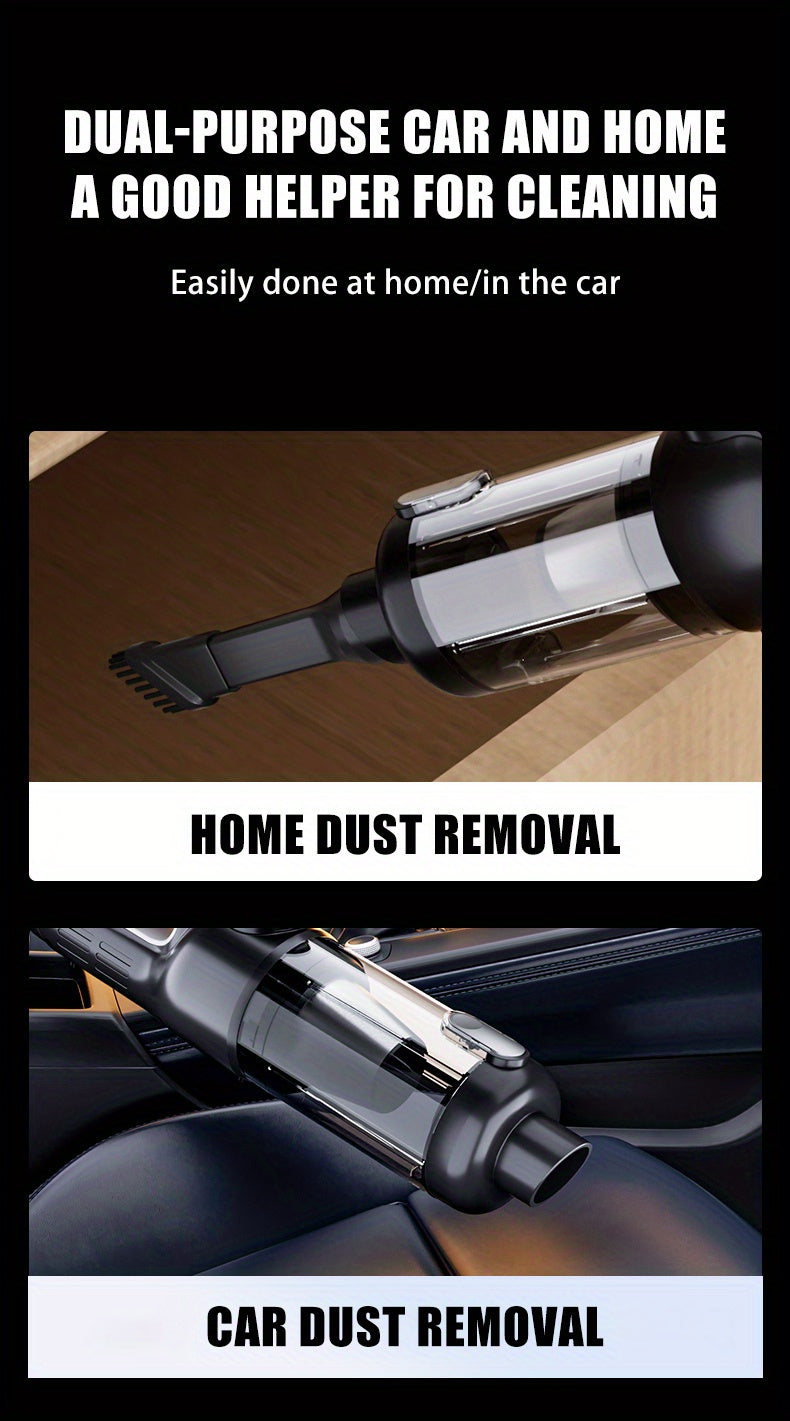 [2-in-1 Car Vacuum Cleaner] 2-in-1 Portable Wireless Brushless Car Vacuum Cleaner | Handheld Cordless Vacuum & Air Duster with LED Light, Multi-Nozzles for Car, Home, Office, Pet Hair | 15KPa Suction Power, 0.3H Runtime, USB