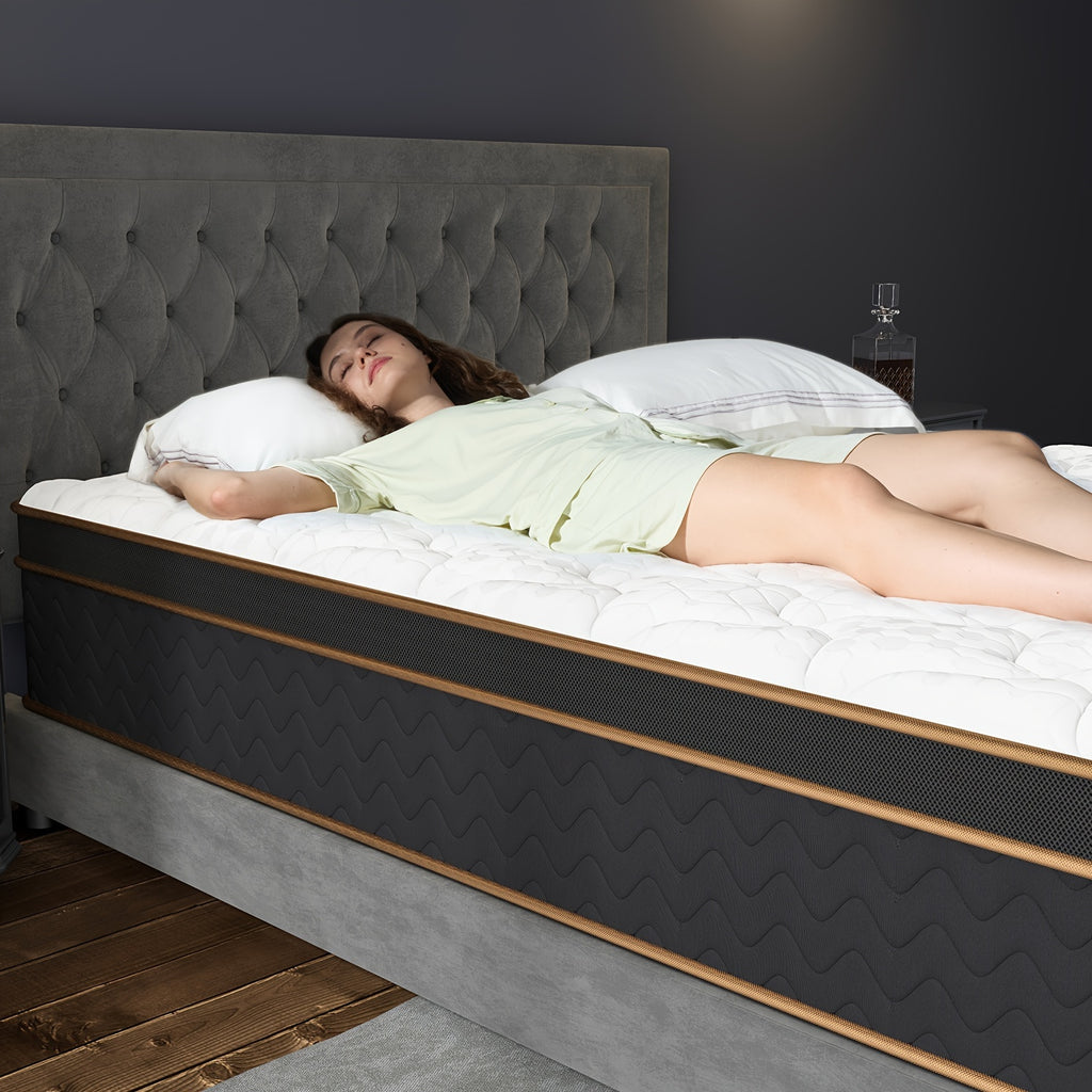 Full Quen King Mattress, 12 Inch Hybrid Mattress with Gel Memory Foam, Fiberglass-Free Medium Firm Deluxe Mattress In A Box, Individual Pocket Spring-Motion Isolation-Edge Support, 100 Nights Trial