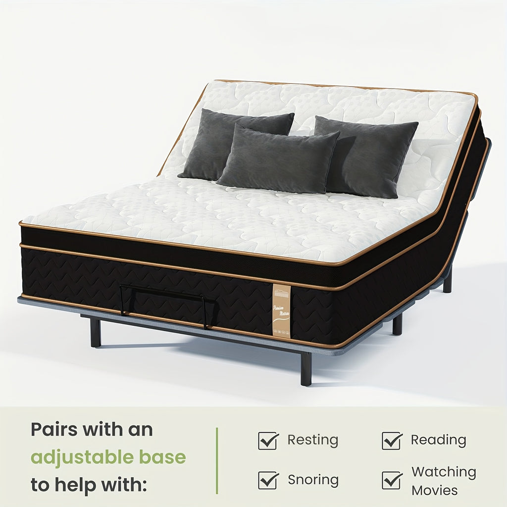 12 Inch Full Queen King Mattress, Hybrid Mattress with Gel Memory Foam, Deluxe Mattress In A Box, Individual Pocket Spring-Motion Isolation, Fiberglass-Free, Ventilation Design, The Best for Father's Day Gift