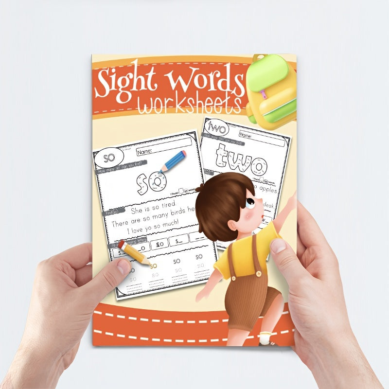 50-Page High-Frequency Kindergarten Sight Words Workbook - Phonics & Spelling Practice, Paper Material, Homeschool & Classroom Handwriting Aids