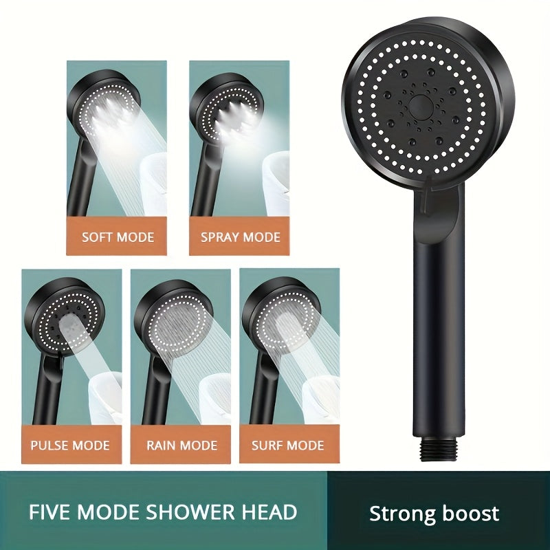[5 Modes | High-Pressure] 5 Modes High-Pressure Handheld Shower Head | Fragrance-Free, Sensitive Light Beige, Easy Install, No Batteries - Modern Bathroom Accessory, Water Sprayer, RV Faucets, 90 Regions