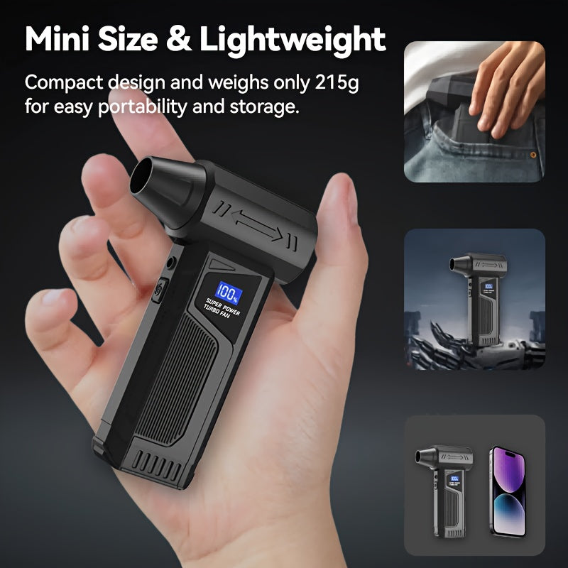 [Wireless Handheld Fan] 4-Speed Adjustable 110000RPM, Wireless Handheld Fan with Type-C Charging, Can Blow, Snow Removal, Water Removal, Dust Removal, Cooling, Keyboard Cleaning, and Helps Outdoor Camping Lighting, Suitable f