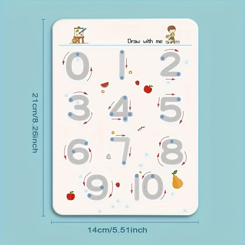 Children's Reusable Magic Practice Book Set, Number and Letter Writing Exercises, Pen Control Training and Drawing Educational Workbook, Learning Writing Skills Development, Classroom Education 2025 New Model