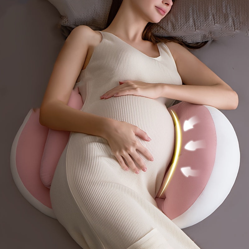 Soft U-Shaped Ergonomic Maternity Pillow for Side Sleepers with Lumbar Protection, Polyester Fill for Comfortable Belly & Back Relief, Ideal for Pregnancy Care