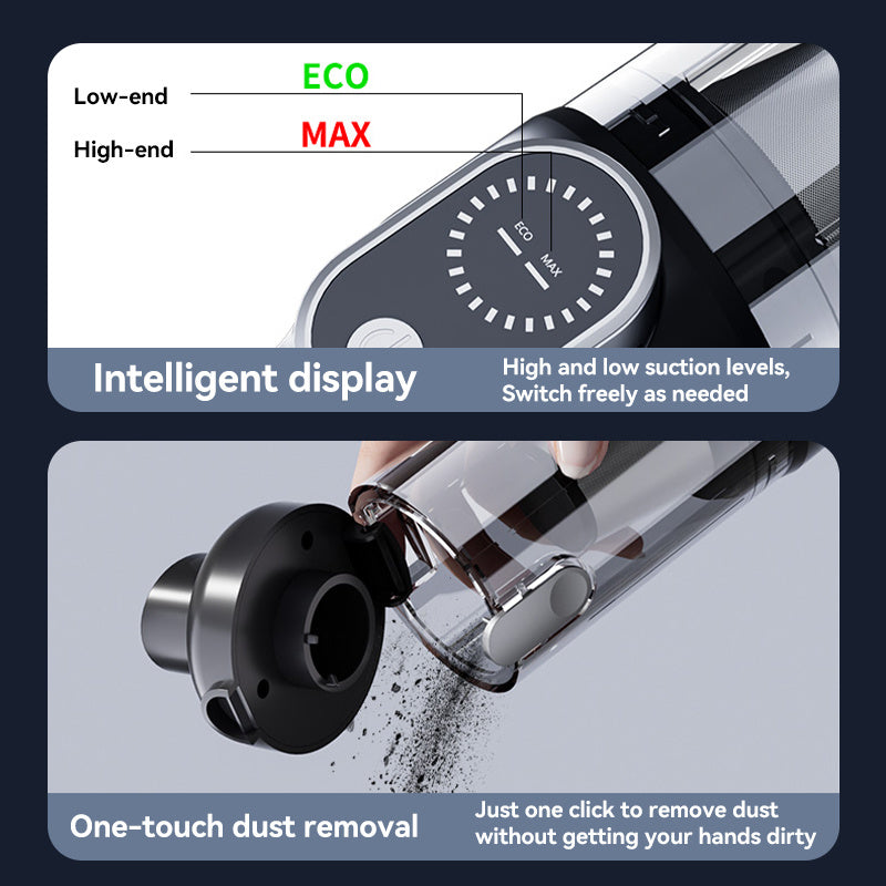 [2-in-1 Car Vacuum Cleaner] 2-in-1 Portable Wireless Brushless Car Vacuum Cleaner | Handheld Cordless Vacuum & Air Duster with LED Light, Multi-Nozzles for Car, Home, Office, Pet Hair | 15KPa Suction Power, 0.3H Runtime, USB