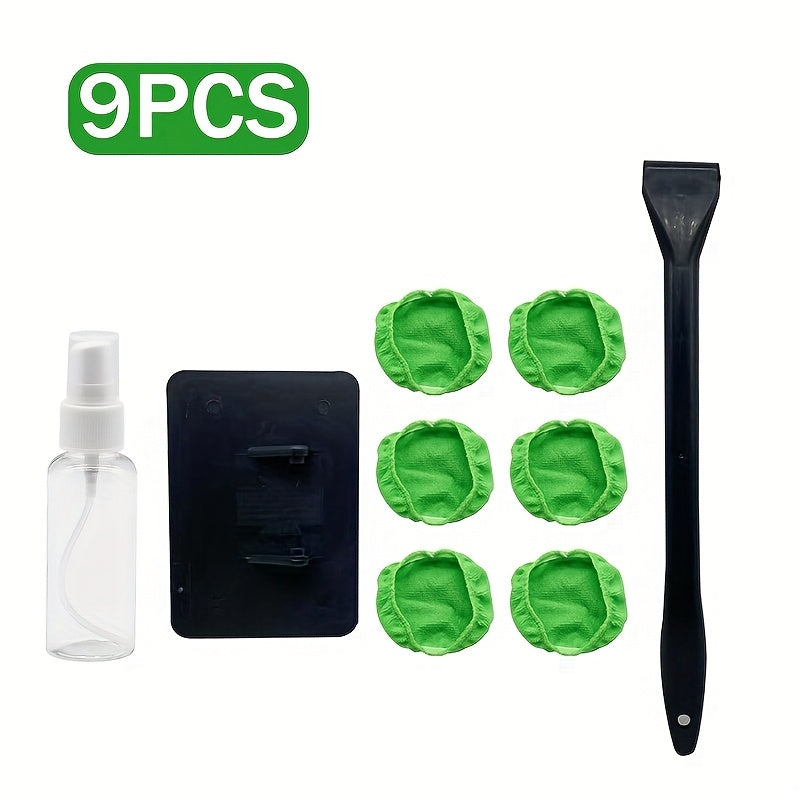 6pcs Windshield Defogger Brush, Car Window Wiper Tool, 5pcs Reusable Replacement Cloth Pads, Plastic Handle, for Home Outdoor Car Use, Car Care, Window Cleaning, Vehicle Maintenance, Efficient Cleaning, Durable Material, Stur