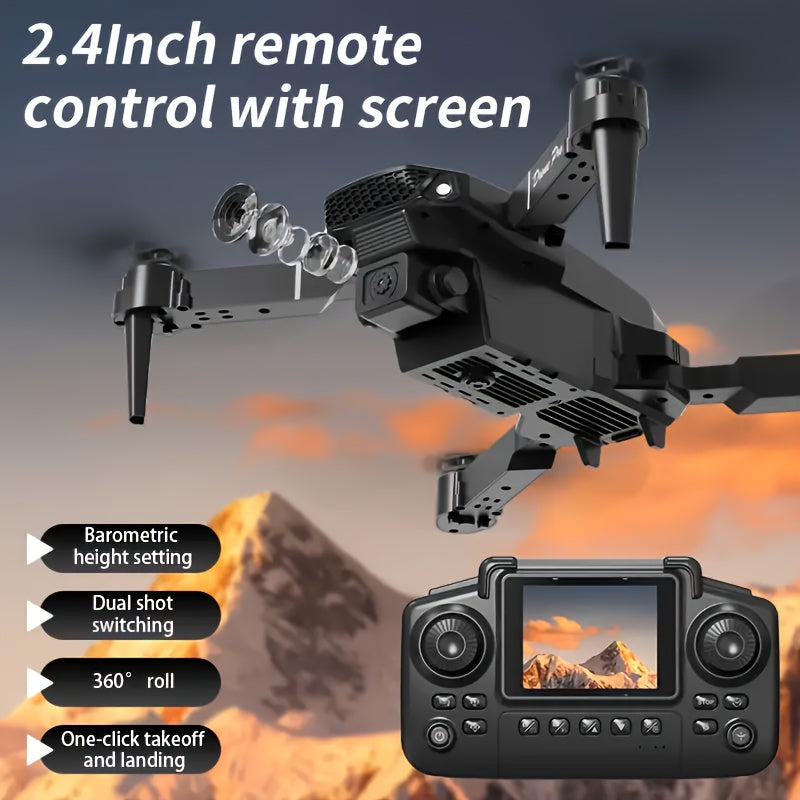 New Drone MAX Upgraded Version with 2 Batteries, Equipped with High-definition 2, 4-inch Screen Remote Control, Dual Camera Obstacle Avoidance Function, Brushless Motor, Foldable Arm, Suitable for Night Flight with Remote Con