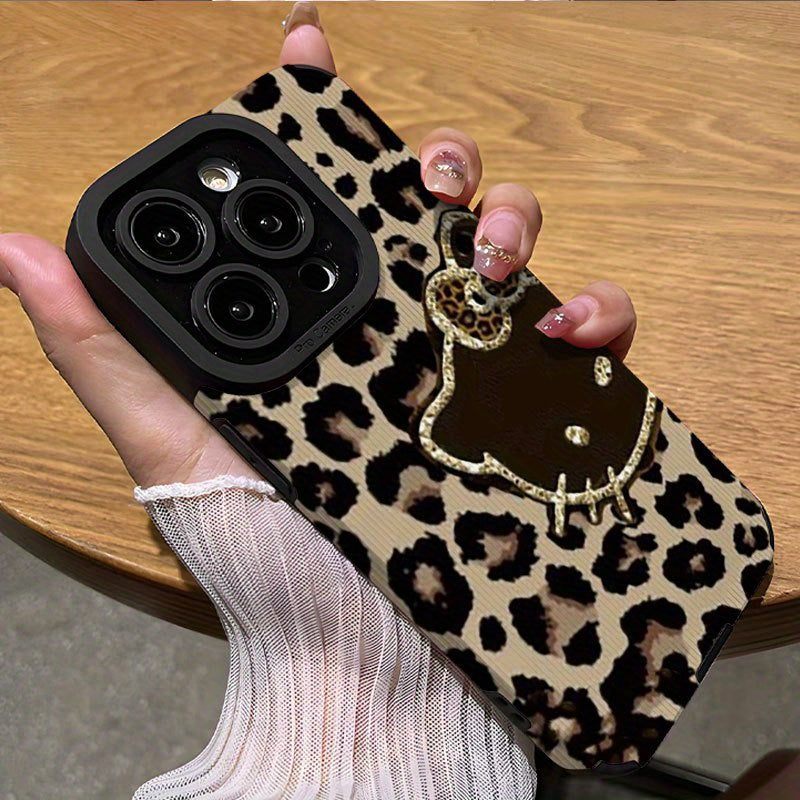 Sanrio Licensed Luxurious Leopard Print for hello kitty Phone Case for Iphone 16/11/12/13 Pro Max/11 Pro/12 Pro Max/14 Pro Max/16 Pro/11 Pro Max/14 Pro/for Iphone 13/12 Pro/15 Plus/15 Pro Max/14 Plus/for Iphone 15/for Iphone