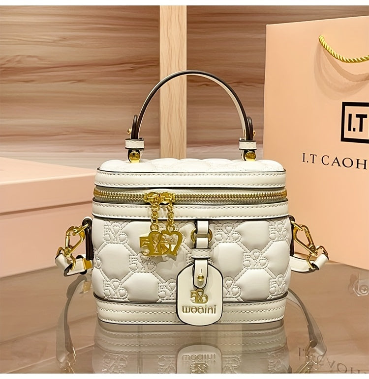 [Luxury Box Bag] High-End Retro Mini Box Bag | Light Luxury Niche, Women's Cross-Body Bag, Zipper Closure, Detachable Shoulder Strap, Valentine's Day Gift for Girlfriend, Perfect for Daily And Commuting Us
