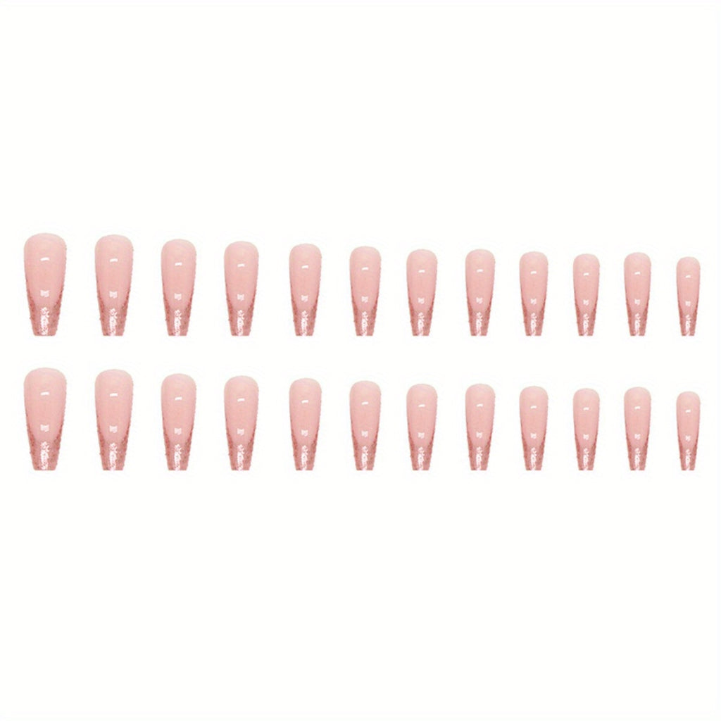 48pcs Long Ballet Fake Nails - Soft Pink to Clear Gradient, Matte Finish Press-On Nails with Elegant, No Glare for Wedding, Party, Everyday - Natural Look False Nails for Women & s, Party Accessories