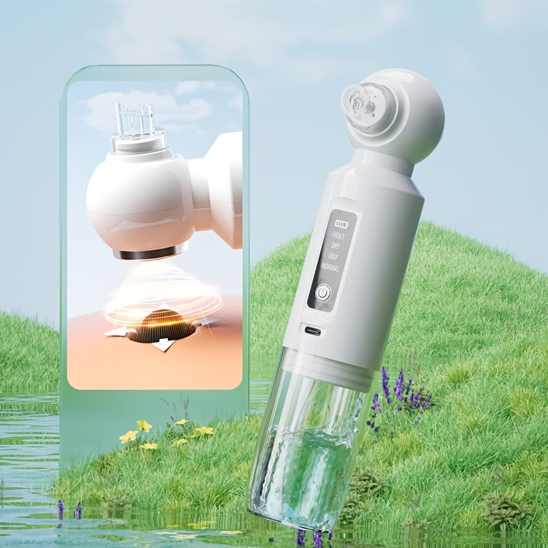 [USB Charging Beauty Device] 6-Head Blackhead Cleaner, Vacuum Electric Blackhead Pore Cleaner, USB Charging Mini Bubble Beauty Device, To Activate Heating Mode, Press And Hold The Power Button For 3 Seconds. Automatically Mai