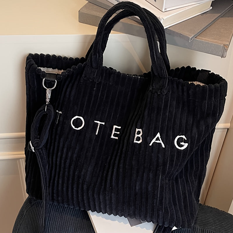 Women's Corduroy Tote Bag with Adjustable Strap & Closure - Soft Large Capacity Handbag for, Phone & Wallet - Corduroy Purse in,,,, | Gift-Ready for //Casual Use -