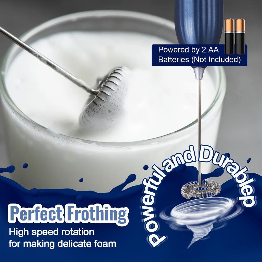 Lalayuan Powerful Electric Milk Frother & Drink Mixer - Heavy-Duty Stainless Steel Handheld Electric Whisk with 2-in-1 Design, 2-in-1 Foaming & Blending