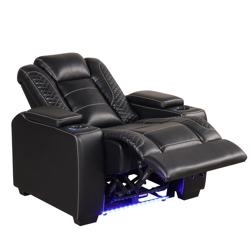 Men's Luxury Electric Recliner Chair, Heavy-Duty Metal Frame, Plush Leather-like Upholstery, Dual-Motor Lift & Recline, USB Ports & Cup Holders, Hidden Storage Armrests, Headrest Adjustment, for Home Theater Seating