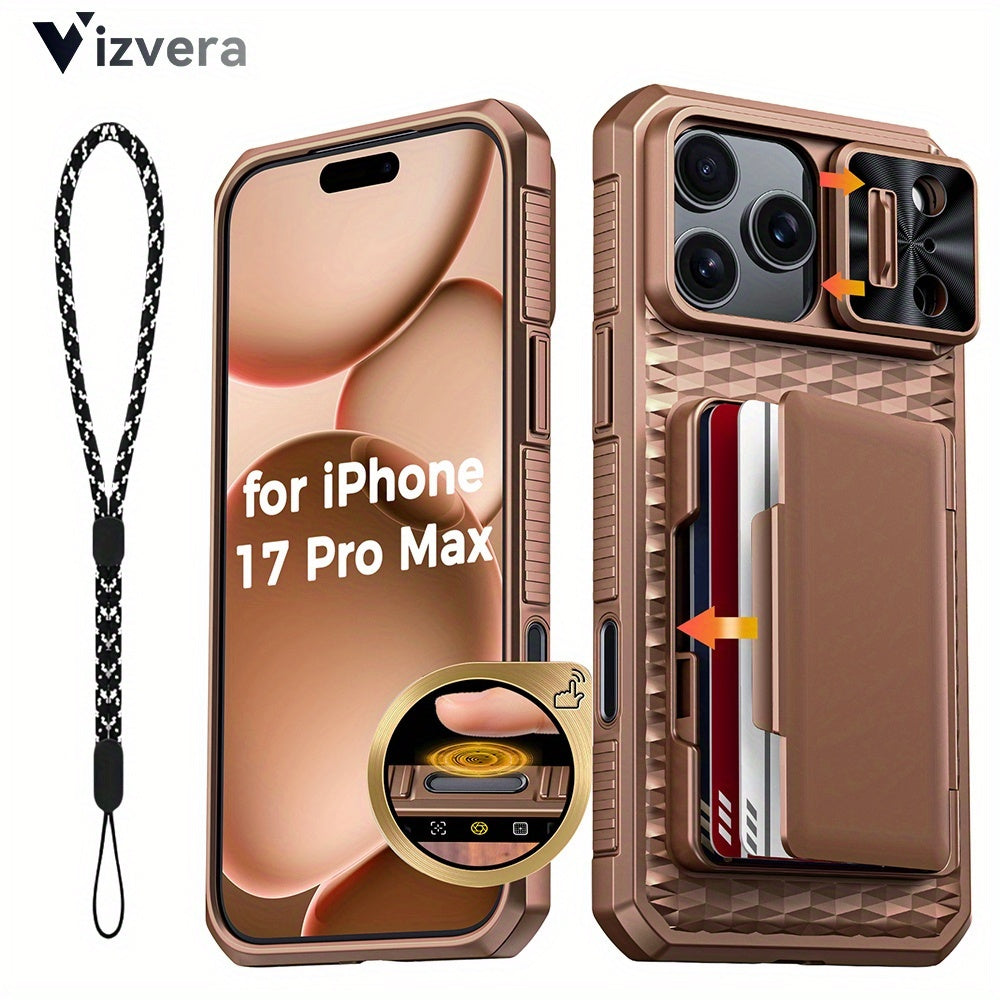 Compatible with iPhone 17 Pro Max Case Wallet (with mobile phone lanyard with Built - in Card Holder (Stores 4 - 5 Cards) | Slide Lens Cover & with Camera Control Capture Button |Halloween gifts/Thanksgiving gifts/Christmas g