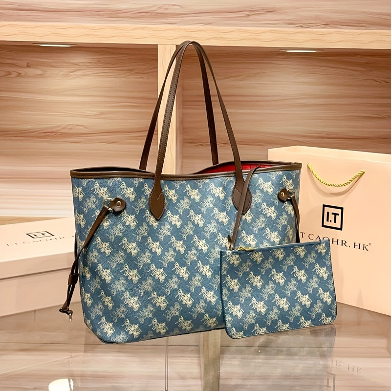 Elegant Floral Tote Bag with Red Interior, Large Capacity, Golden-Tone Hardware, And Detachable Shoulder Strap - Ideal for Daily Travel And Commuting, Travel Tote Bag | Floral Print Tote | Durable Handles, Tote Bag