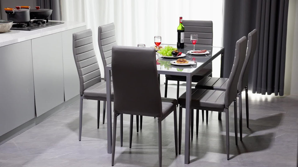 7-Piece Modern Glass Dining Table