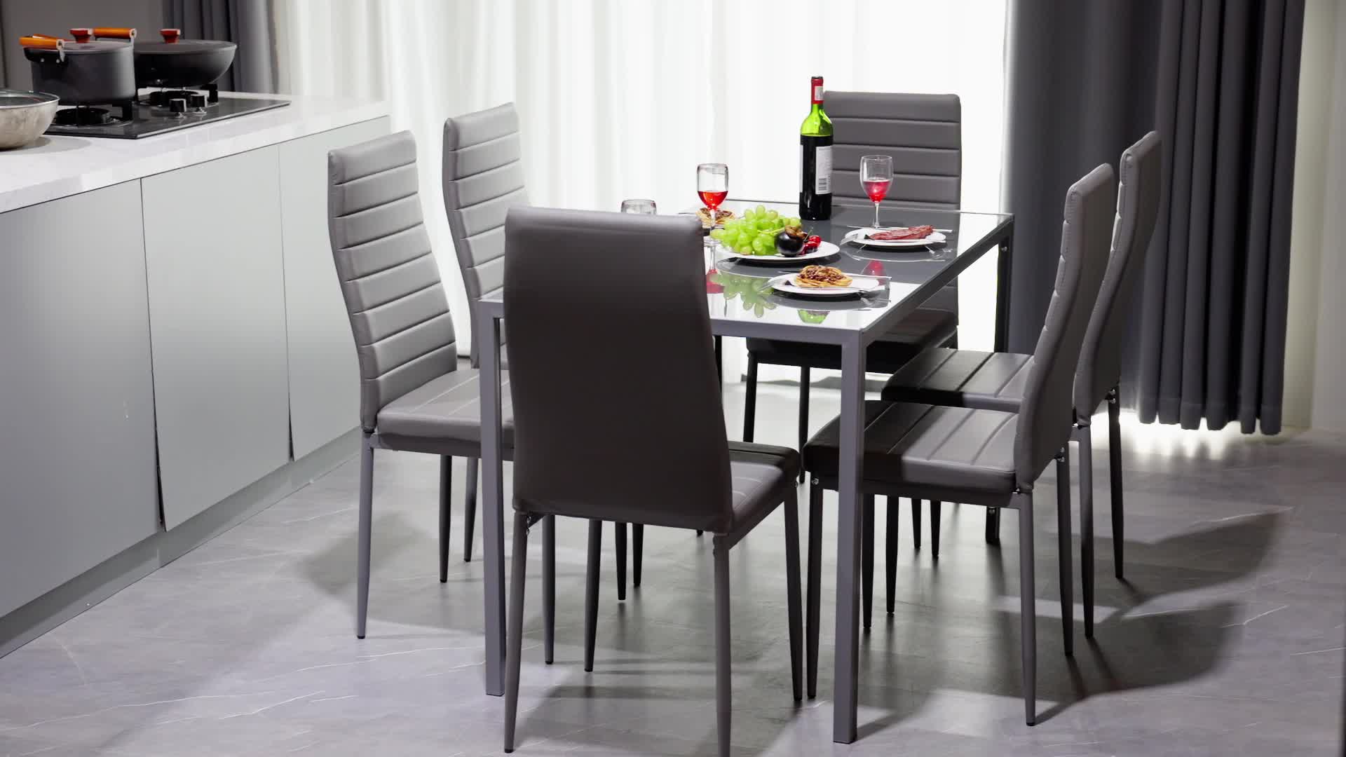 7-Piece Modern Glass Dining Table