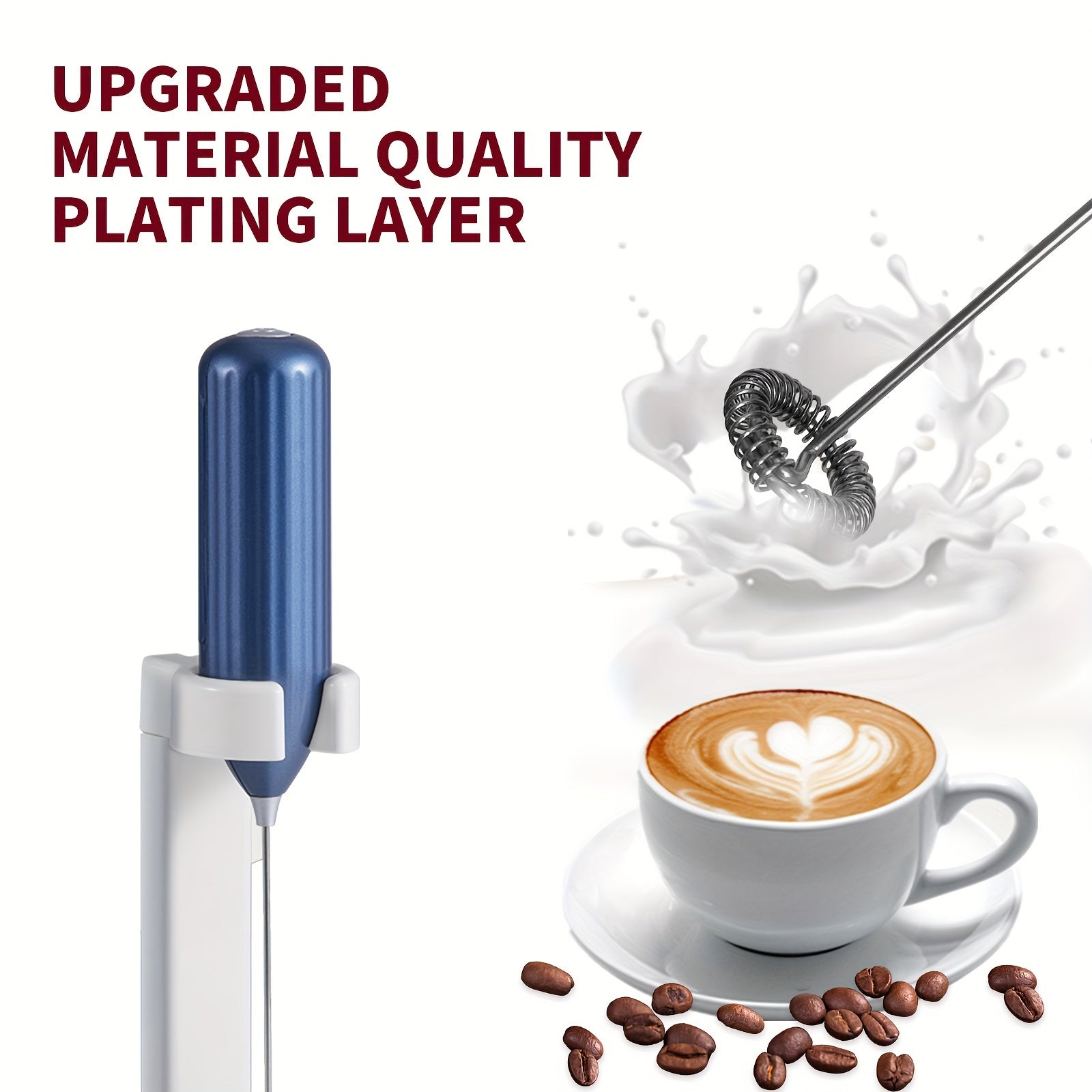 Lalayuan Powerful Electric Milk Frother & Drink Mixer - Heavy-Duty Stainless Steel Handheld Electric Whisk with 2-in-1 Design, 2-in-1 Foaming & Blending