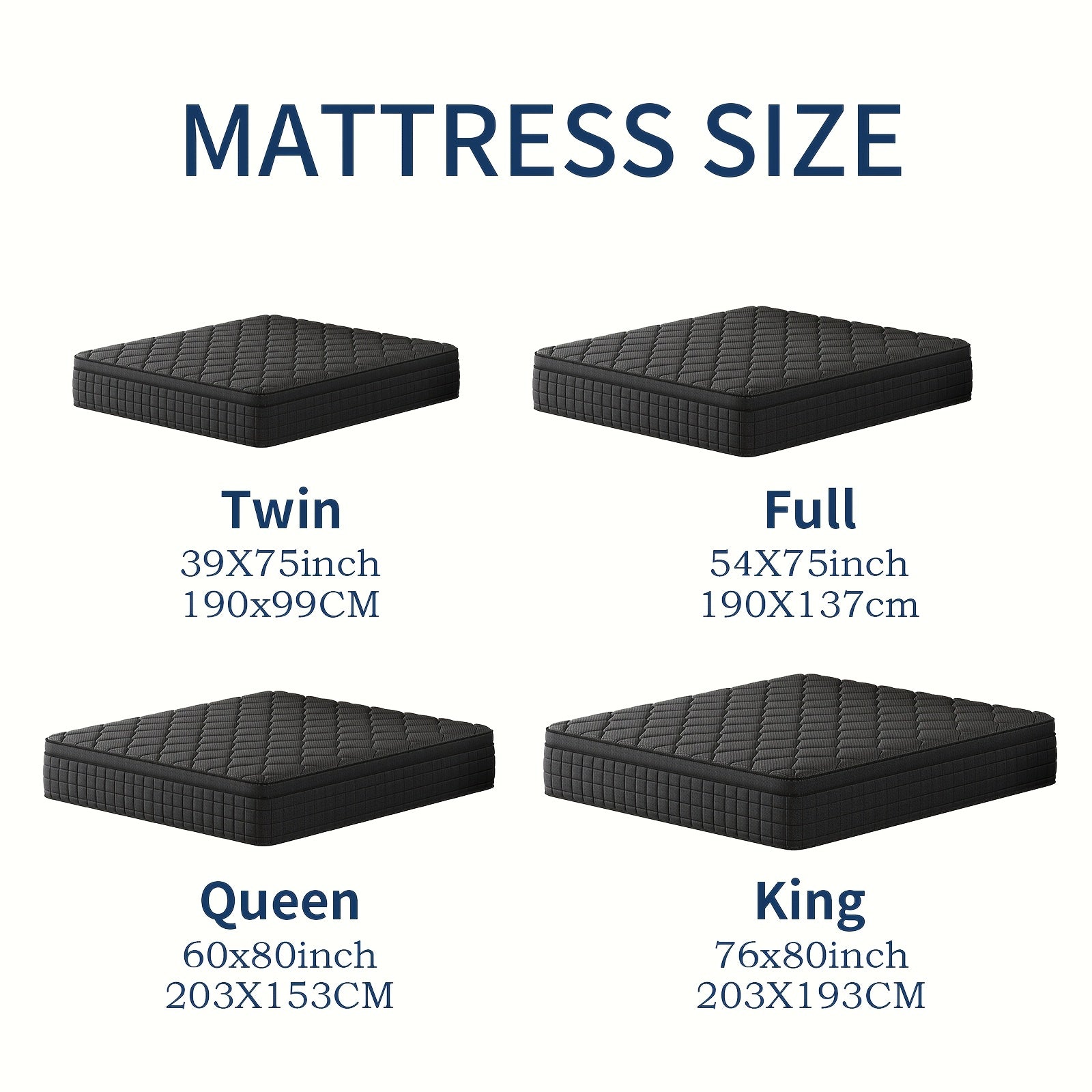 Memory Foam Hybrid Mattress, Queen/King/Twin/Full Size, 10in/12in Thick, Deep Sleep Euro Top, 7-Zone Cooling with Optimal Lumbar Support, -Allergenic Cover & Pocket Springs, Heavy-Duty Non-Wood